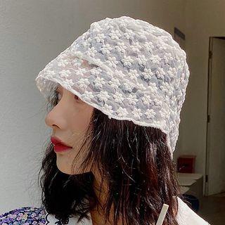 Floral Embroidered Organza Bucket Hat