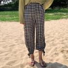 Elastic-waist Check Pattern Pants As Shown As Figure - One Size