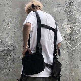 Buckle Shoulder Strap Waist Bag Black - One Size