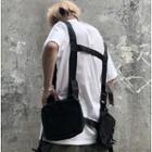 Buckle Shoulder Strap Waist Bag Black - One Size
