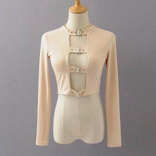 Front Cutout Long-sleeve Crop Top