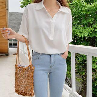 Drop-shoulder Cross-back Shirt
