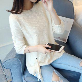Plain Tie Waist Sweater