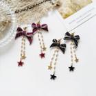 Bow Faux Pearl Star Fringed Earring