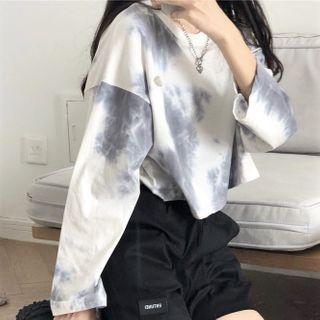 Tie-dyed Long-sleeve T-shirt / High-waist Shorts