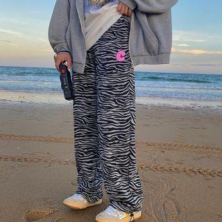 Zebra Pattern Wide-leg Pants