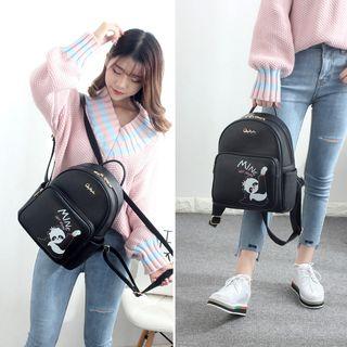 Panda Print Faux Leather Backpack