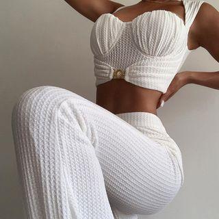 Set: Crop Camisole Top + Boot Cut Pants