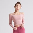 Long-sleeve Cold-shoulder Sports T-shirt