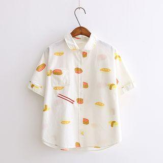 Printed Short-sleeve Blouse / Printed Short-sleeve T-shirt