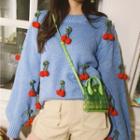 3d Cherry Oversize Pullover Sweater Cherry - One Size