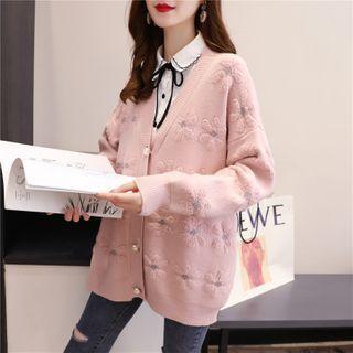 Floral Plain Knit Cardigan