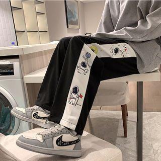 Astronaut Print Drawstring Cuff Sweatpants