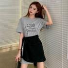 Mock Two-piece Short-sleeve Lettering Dress