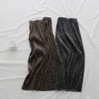 Printed Leopard Pleated A-line Skirt