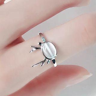 925 Sterling Silver Cat Eye Stone Deer Ring