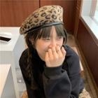 Leopard Print Felt Beret