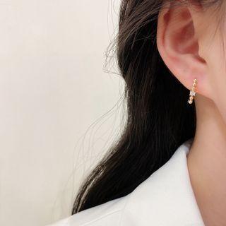 Rhinestone Alloy Earring E4058 - 1 Pair - Gold - One Size