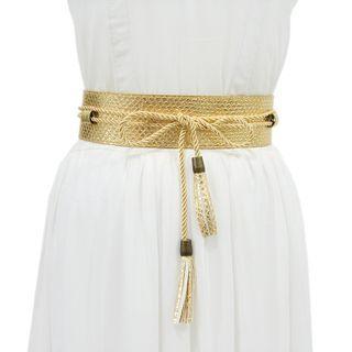 Snake Pattern Lace-up Wide Belt
