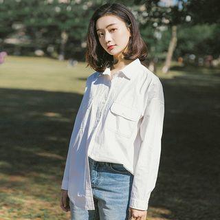 Contrast-stitching Shirt