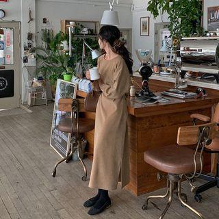 [lovb] Raglan-sleeve Tie-waist Long Dress