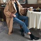 Metallic-button Wool Blend Maxi Coat