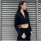Double-breasted Lapel Crop Blazer