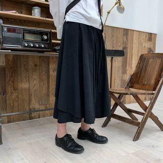 Asymmetric A-line Midi Skorts Black - One Size
