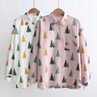 Long-sleeve Tree Print Shirt