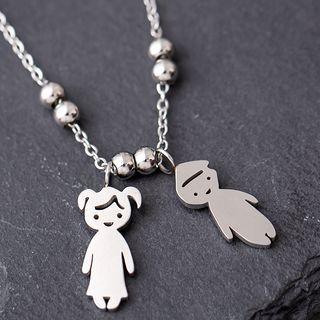 Couple Pendant Stainless Steel Necklace Silver - One Size