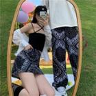 Paisley Print A-line Mini Skirt / Straight-fit Pants