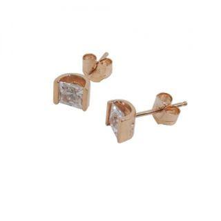 Rhinestone Silver Ear Studs White - One Size