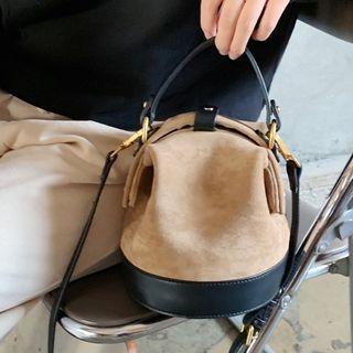 Faux Leather Top Handle Bucket Bag