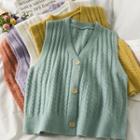 Button-up Cable-knit Vest In 9 Colors