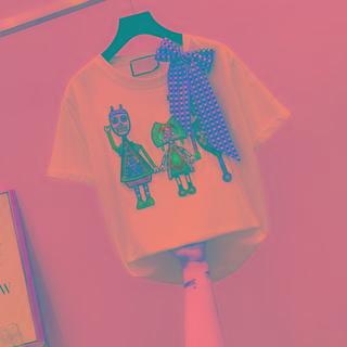 Bow Accent Embroidered Short-sleeve T-shirt
