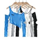 Cold-shoulder Asymmetrical Ribbed T-shirt