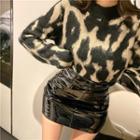 Leopard Print Sweater / Mini Sheath Skirt