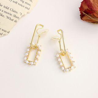 Rectangle Faux Pearl Alloy Dangle Earring