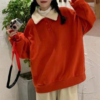 Fleece Collar Pullover / Wide Leg Pants