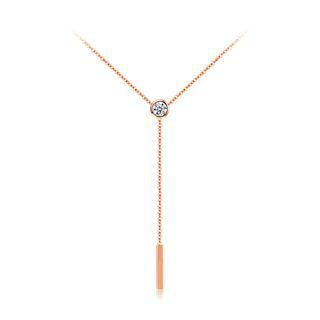 Fashion Simple Plated Rose Gold Geometric Tassel 316l Stainless Steel Necklace With Cubic Zircon Rose Gold - One Size