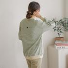 Tag-detail Stripe Sweatshirt