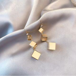 Cube Dangle Earring 1 Pair - Gold - One Size