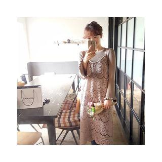Spaghetti-strap Lace Midi Dress