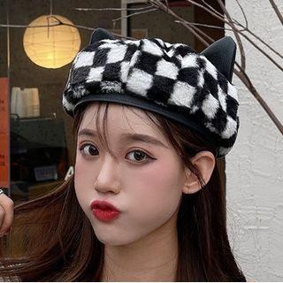 Ear Plaid Cap