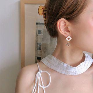 Non-matching Rhinestone Acrylic Square Dangle Earring