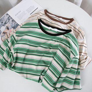 Color Block Short-sleeve Striped T-shirt