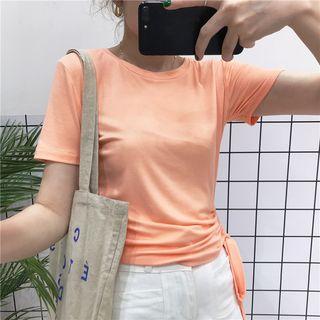 Short Sleeve Tie Hem Top