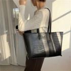 Set: Plain Crocodile Grain Tote Bag + Zip Pouch