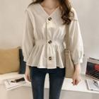 Long-sleeve Single Breast Blouse