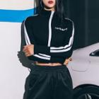 Lettering Contrast-trim Cropped Jacket